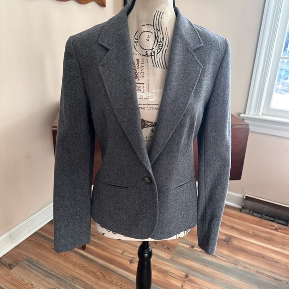 Vintage Pendleton Gray 100% Virgin Wool Blazer XS 6 USA Made Single Button 90s - Picture 11 of 12